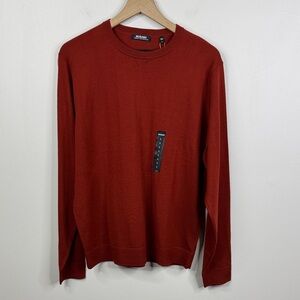 Murano Men's L Crew Neck Sweater Burnt Orange Modern Performance Textured Knit